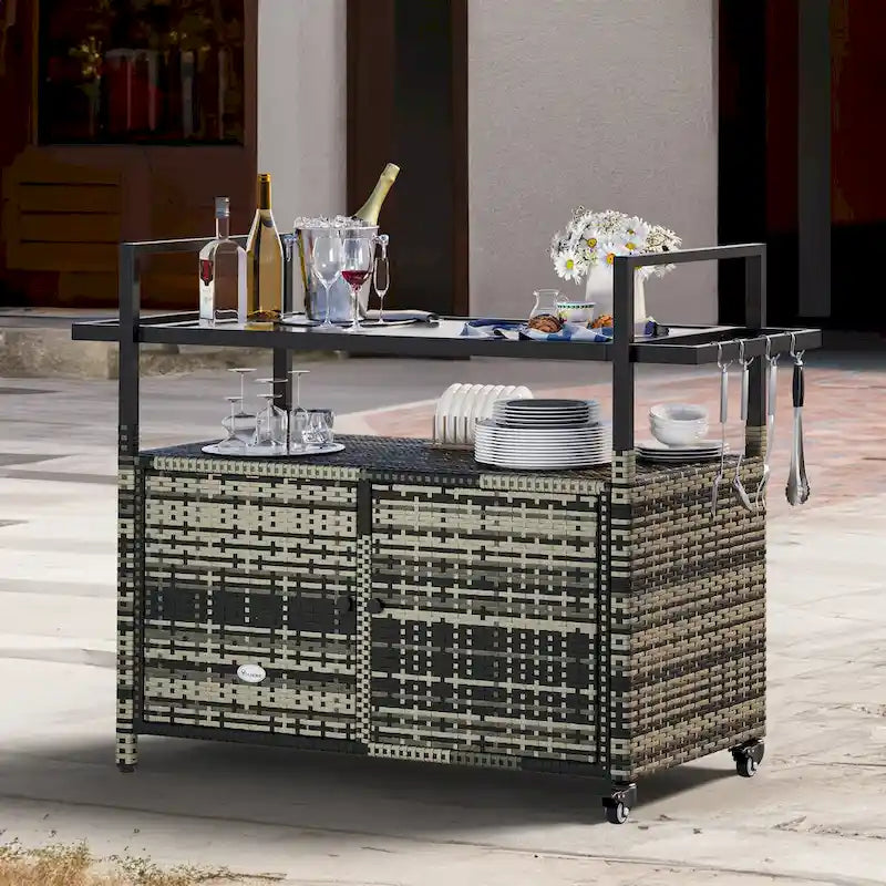 Ensemble de bar Co avec revêtement extérieur en osier