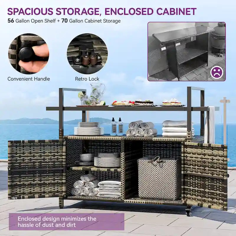 Ensemble de bar Co avec revêtement extérieur en osier