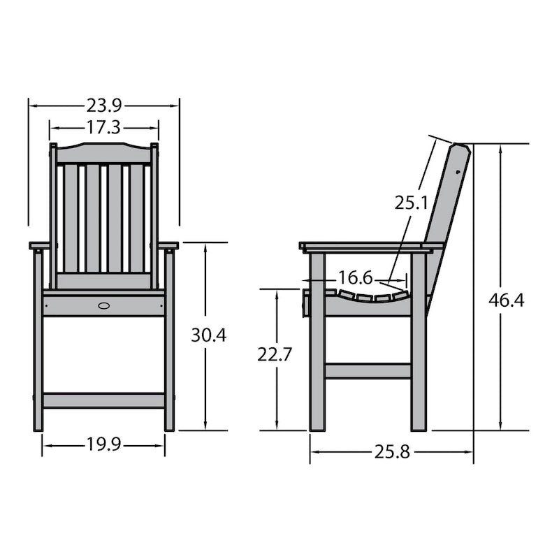 Fauteuil de salle à manger d'extérieur Lehigh, écologique et à hauteur de comptoir