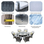 Ensemble de salle à manger d'extérieur en résine tressée 7 pièces avec 6 chaises - Non disponible