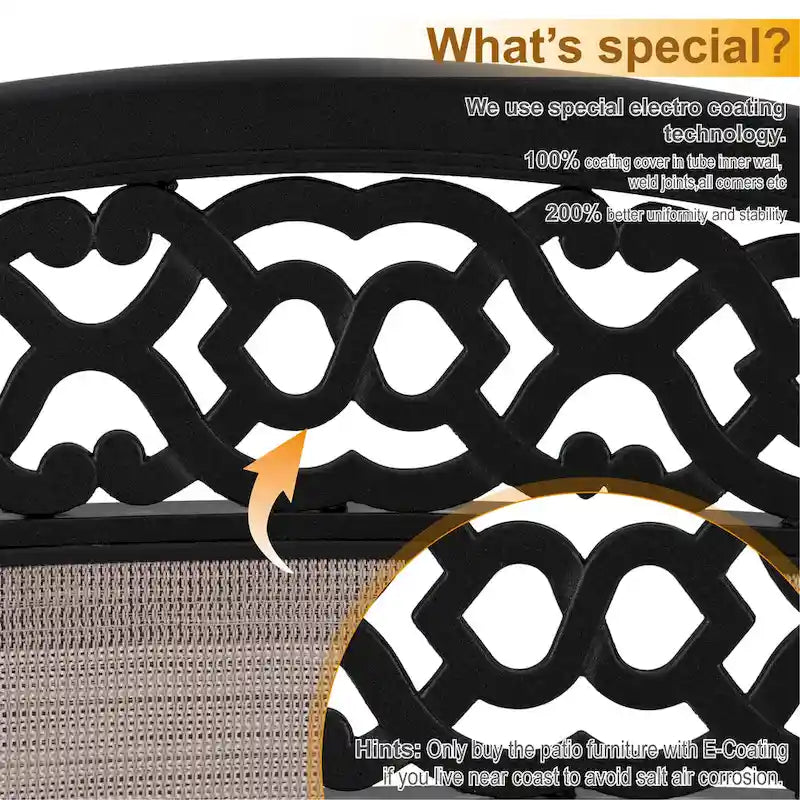 Ensemble de 4 chaises de salle à manger de patio PHI VILLA, fabriquées avec une structure robuste en aluminium et un tissu textilene respirant.