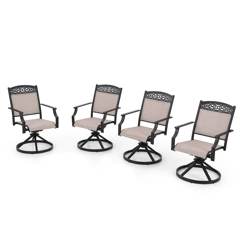 Ensemble de 4 chaises de salle à manger de patio PHI VILLA, fabriquées avec une structure robuste en aluminium et un tissu textilene respirant.