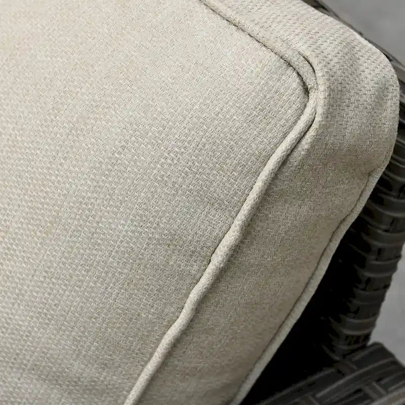 Ensemble de canapé d'angle d'extérieur 3 pièces en résine tressée OVIOS avec pouf et structure en acier