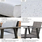 Ensemble de canapé d'angle d'extérieur 3 pièces en résine tressée OVIOS avec pouf et structure en acier