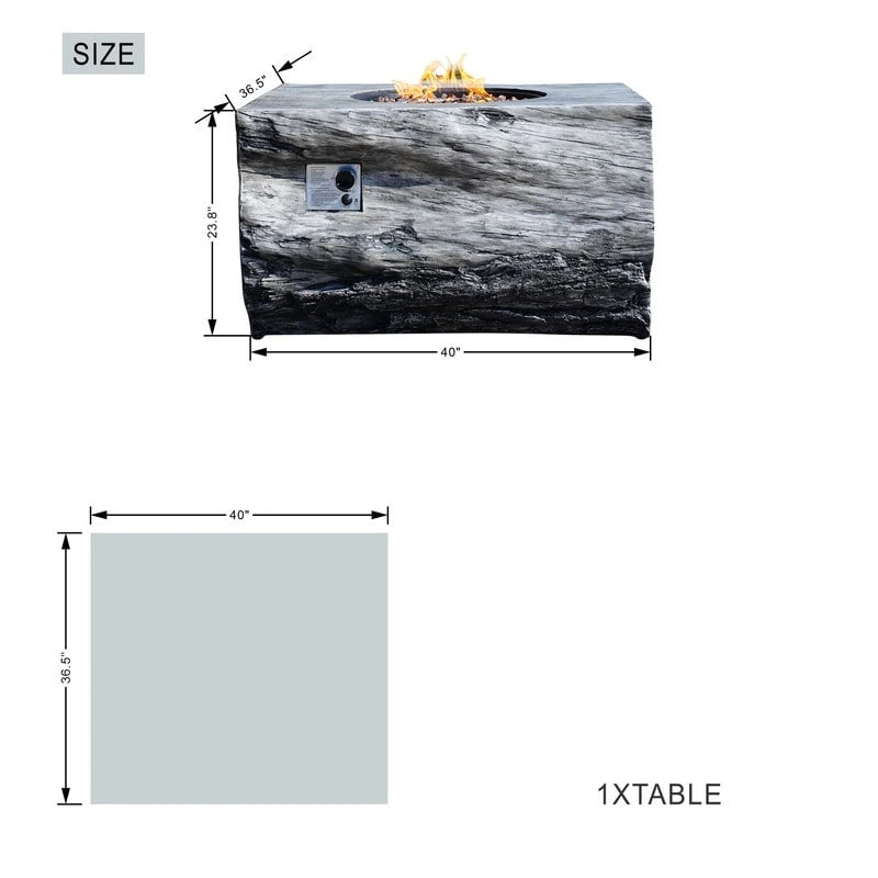 Ensemble de canapé de conversation extérieur en osier 7 pièces avec foyer