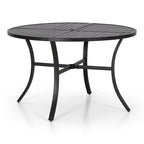 Ensemble de salle à manger d'extérieur 5 pièces, comprenant 4 chaises pivotantes avec structure en aluminium et revêtement en tissu textilene respirant, et 1 table ronde en métal.