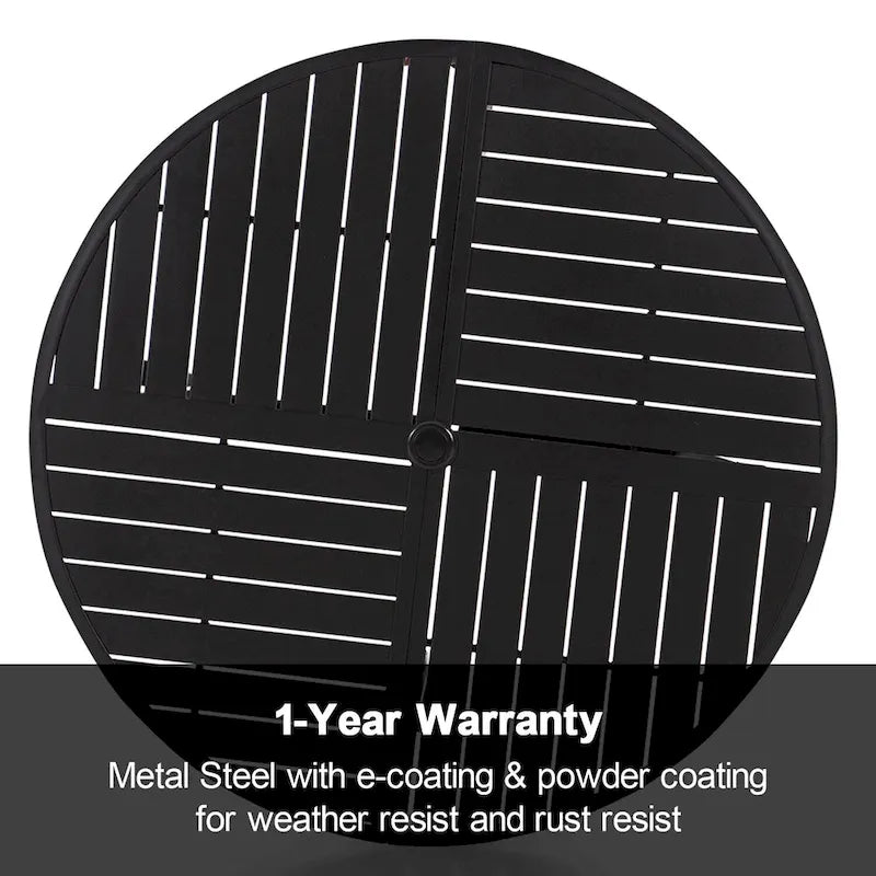 Ensemble de salle à manger d'extérieur 5 pièces, comprenant 4 chaises pivotantes avec structure en aluminium et revêtement en tissu textilene respirant, et 1 table ronde en métal.