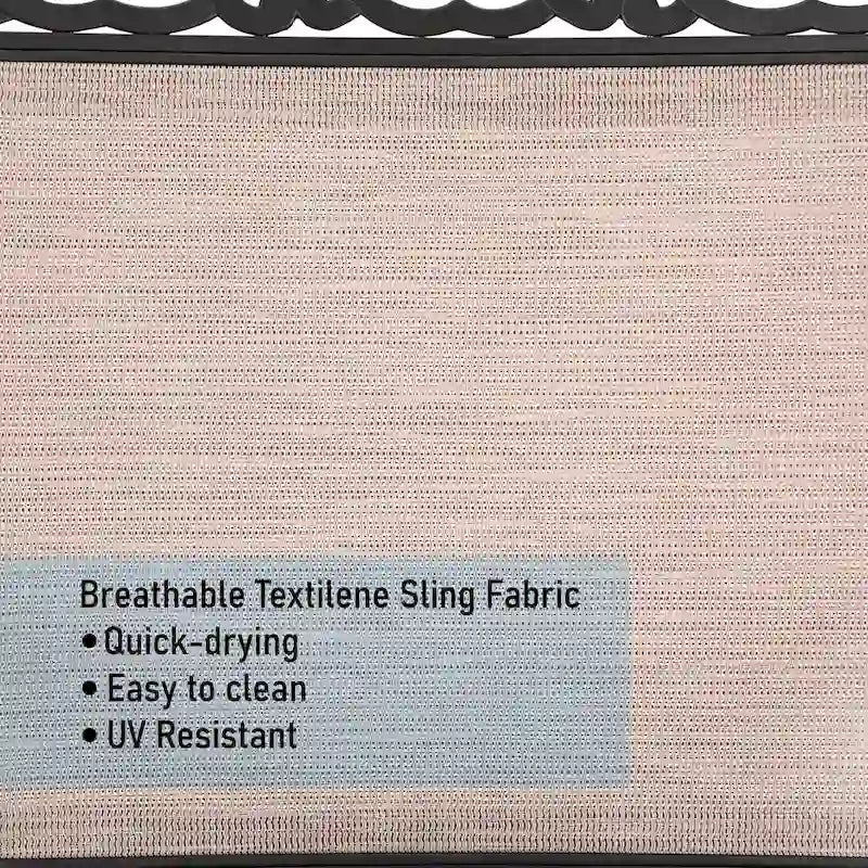 Ensemble de salle à manger d'extérieur 5 pièces, comprenant 4 chaises pivotantes avec structure en aluminium et revêtement en tissu textilene respirant, et 1 table ronde en métal.