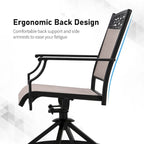 Ensemble de salle à manger d'extérieur 5 pièces, comprenant 4 chaises pivotantes avec structure en aluminium et revêtement en tissu textilene respirant, et 1 table ronde en métal.