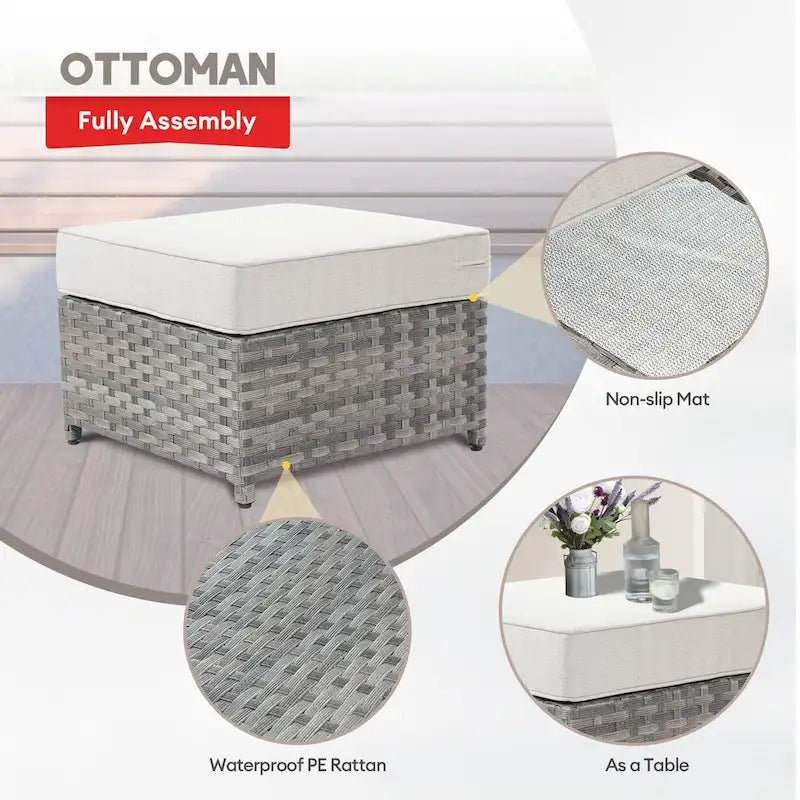 Ensemble de conversation XIZZI 7 pièces en rotin tressé pour patio extérieur