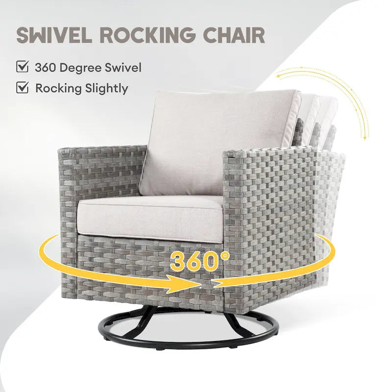 Ensemble de conversation XIZZI 7 pièces en rotin tressé pour patio extérieur