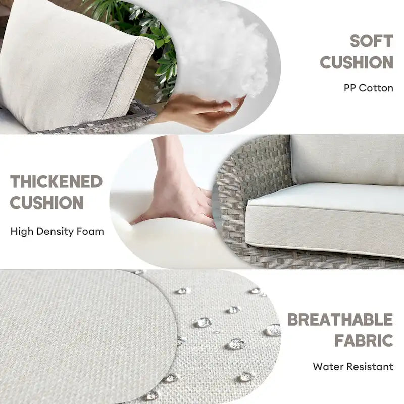 Ensemble de conversation XIZZI 7 pièces en rotin tressé pour patio extérieur