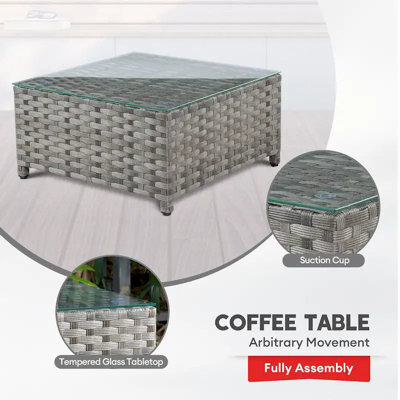 Ensemble de conversation XIZZI 7 pièces en rotin tressé pour patio extérieur