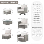 Ensemble de conversation XIZZI 7 pièces en rotin tressé pour patio extérieur