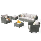 Ensemble de conversation XIZZI 7 pièces en rotin tressé pour patio extérieur