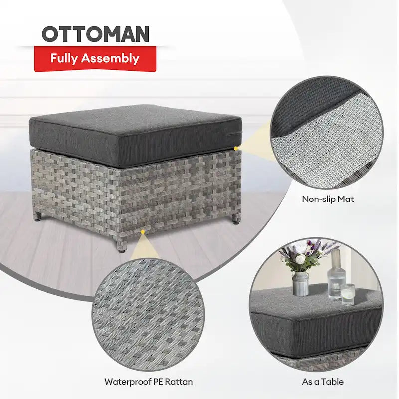 Ensemble de conversation XIZZI 7 pièces en rotin tressé pour patio extérieur