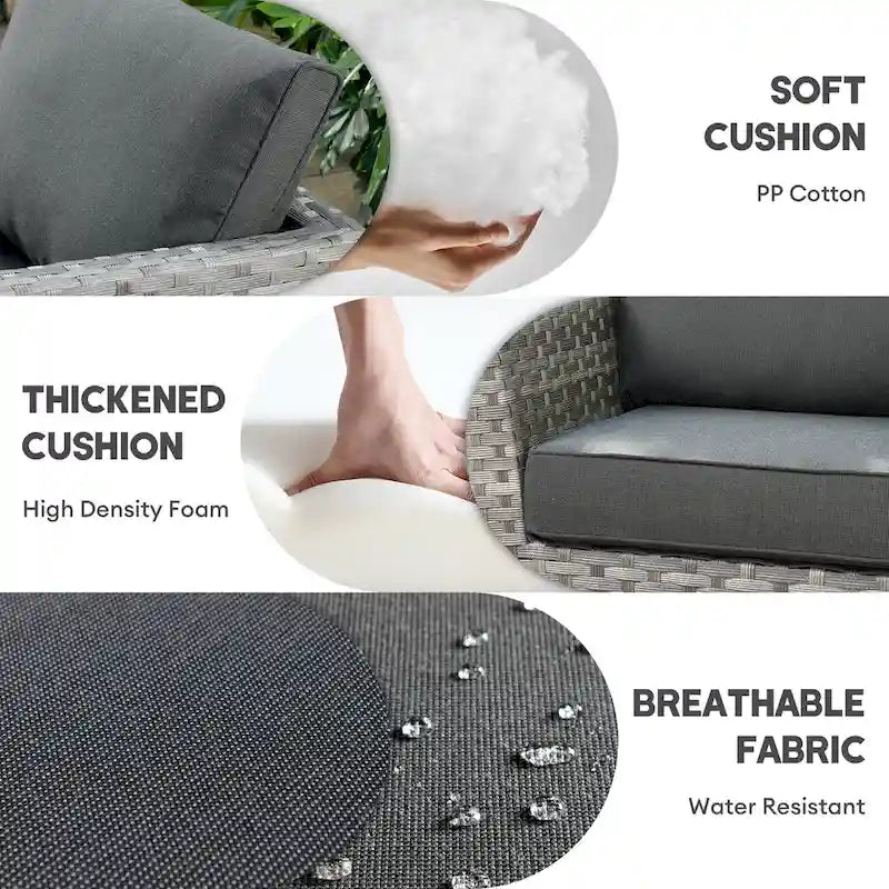 Ensemble de conversation XIZZI 7 pièces en rotin tressé pour patio extérieur