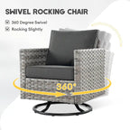 Ensemble de conversation XIZZI 7 pièces en rotin tressé pour patio extérieur