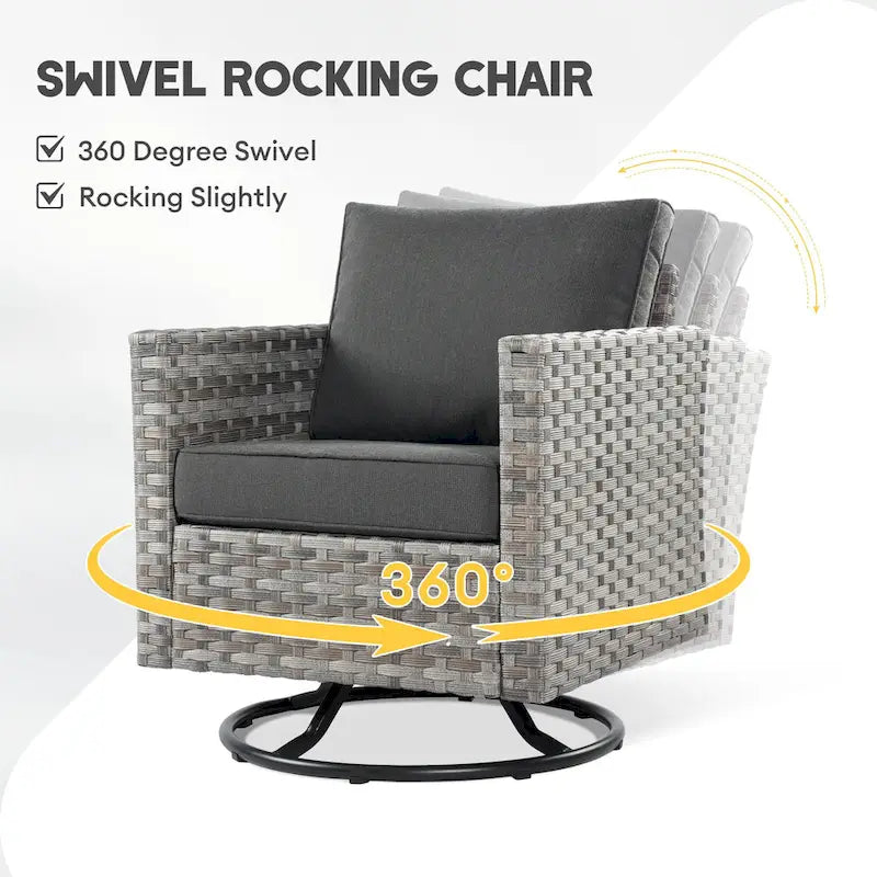 Ensemble de conversation XIZZI 7 pièces en rotin tressé pour patio extérieur