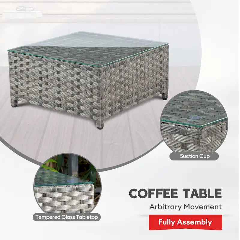 Ensemble de conversation XIZZI 7 pièces en rotin tressé pour patio extérieur