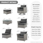 Ensemble de conversation XIZZI 7 pièces en rotin tressé pour patio extérieur