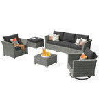 Ensemble de conversation XIZZI 7 pièces en rotin tressé pour patio extérieur