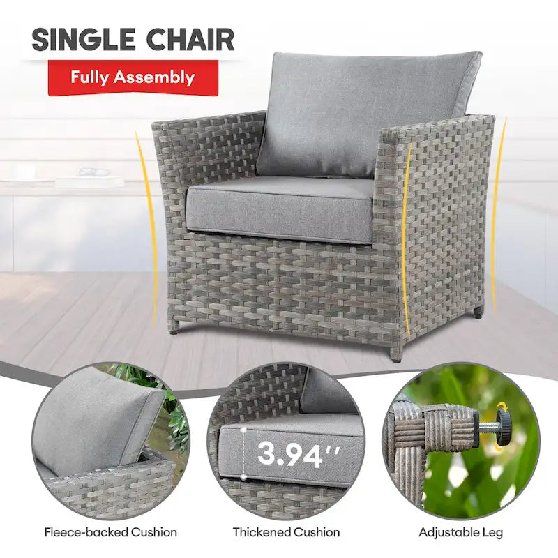 Ensemble de conversation XIZZI 7 pièces en rotin tressé pour patio extérieur