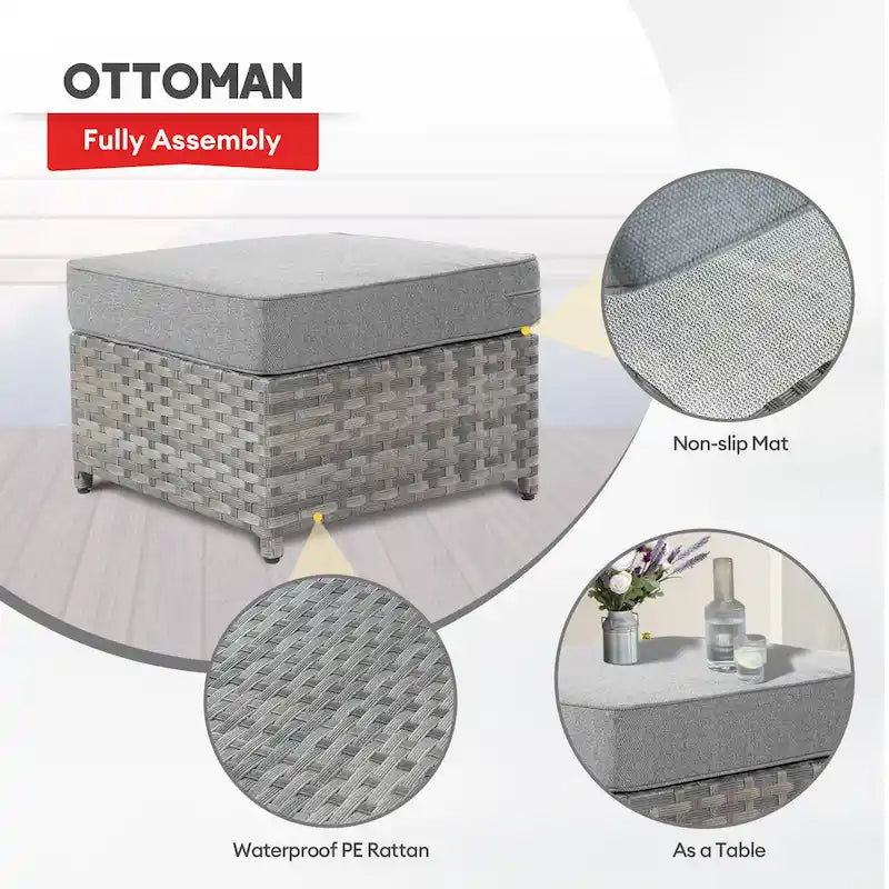 Ensemble de conversation XIZZI 7 pièces en rotin tressé pour patio extérieur