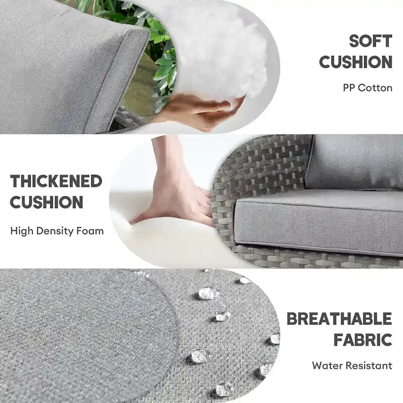 Ensemble de conversation XIZZI 7 pièces en rotin tressé pour patio extérieur