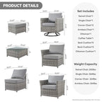 Ensemble de conversation XIZZI 7 pièces en rotin tressé pour patio extérieur