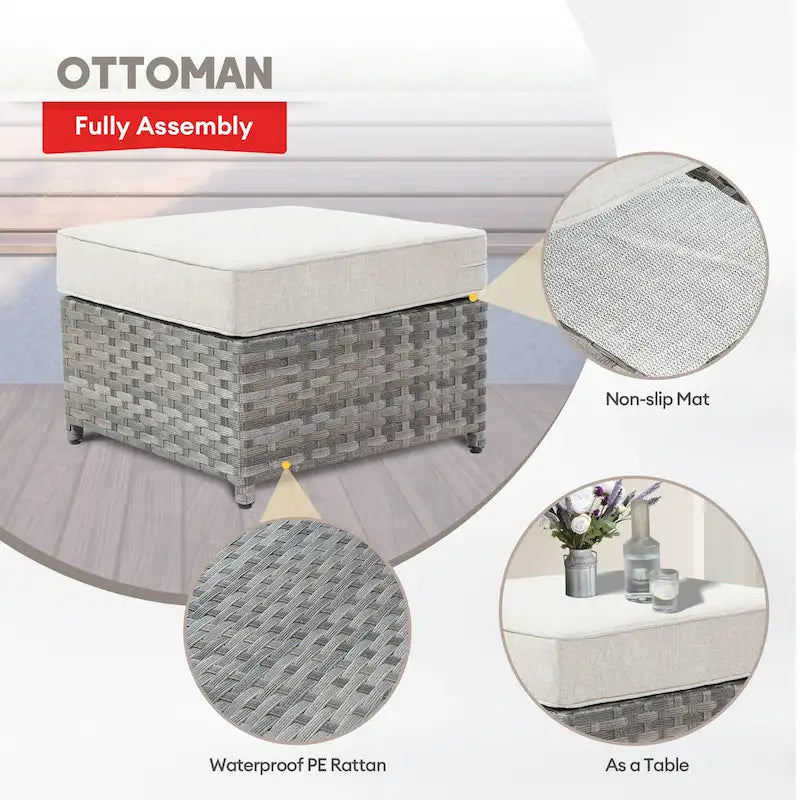 Ensemble de conversation XIZZI 7 pièces en rotin tressé pour patio extérieur