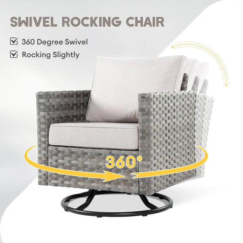 Ensemble de conversation XIZZI 7 pièces en rotin tressé pour patio extérieur