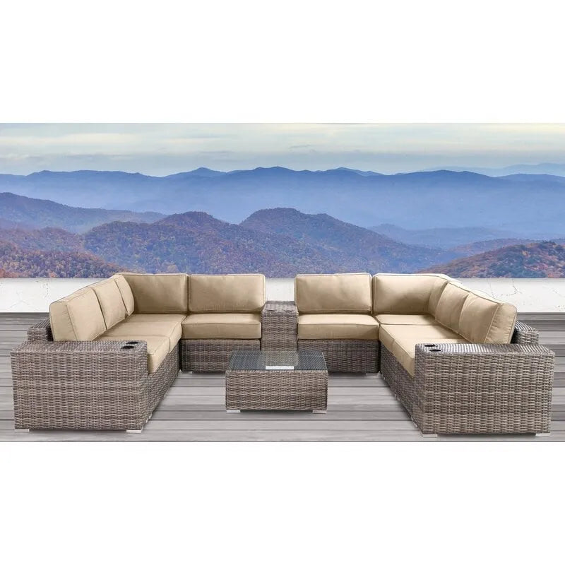 Ensemble de conversation 12 pièces LSI Antibes en osier gris et aluminium