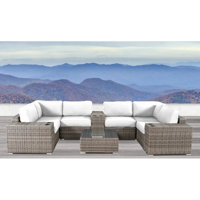 Ensemble de conversation 12 pièces LSI Antibes en osier gris et aluminium