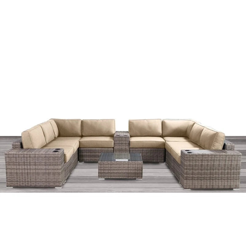 Ensemble de conversation 12 pièces LSI Antibes en osier gris et aluminium