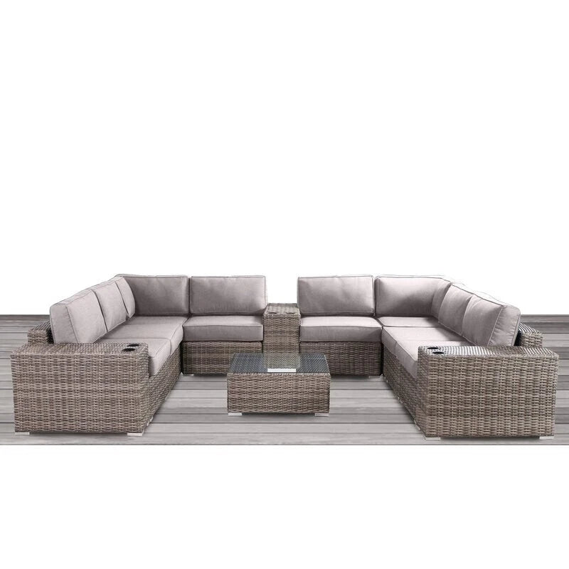 Ensemble de conversation 12 pièces LSI Antibes en osier gris et aluminium