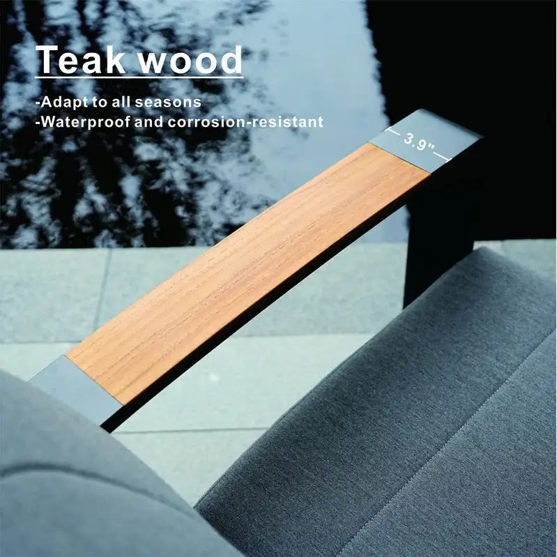 Ensemble de conversation de patio 5 pièces en acrylique avec table et banc en mousse, comprenant un foyer et un banc.