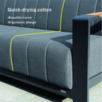 Ensemble de conversation de patio 5 pièces en acrylique avec table et banc en mousse, comprenant un foyer et un banc.