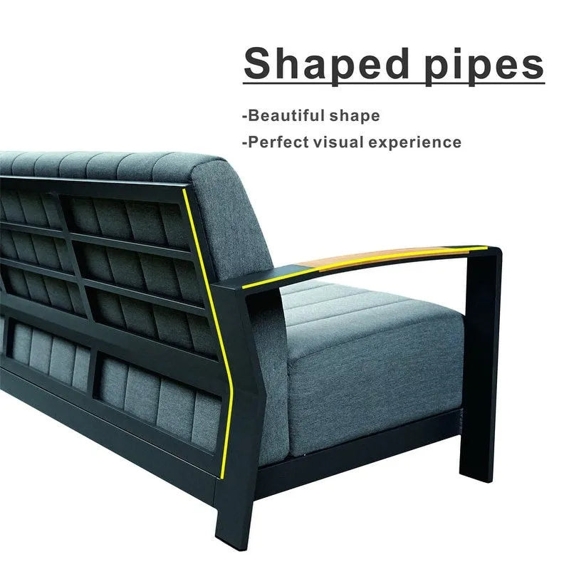 Ensemble de conversation de patio 5 pièces en acrylique avec table et banc en mousse, comprenant un foyer et un banc.