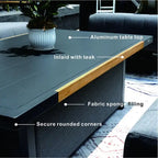 Ensemble de conversation de patio 5 pièces en acrylique avec table et banc en mousse, comprenant un foyer et un banc.