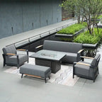 Ensemble de conversation de patio 5 pièces en acrylique avec table et banc en mousse, comprenant un foyer et un banc.