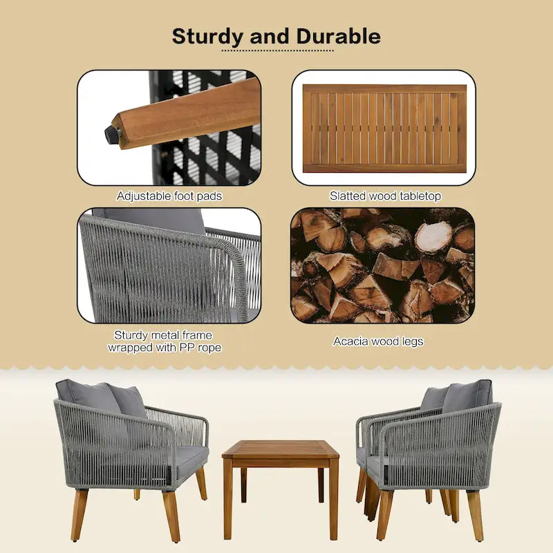 Ensemble de conversation de patio 4 pièces