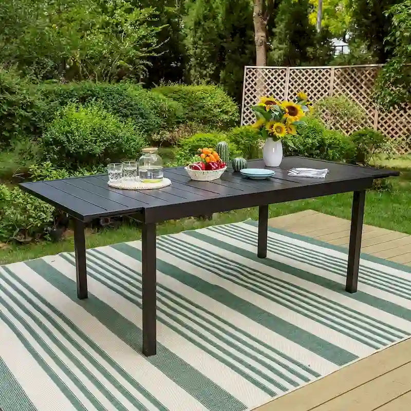 Ensemble de salle à manger d'extérieur 7/9 pièces, 6/8 chaises pliantes inclinables, 1 table rectangulaire extensible