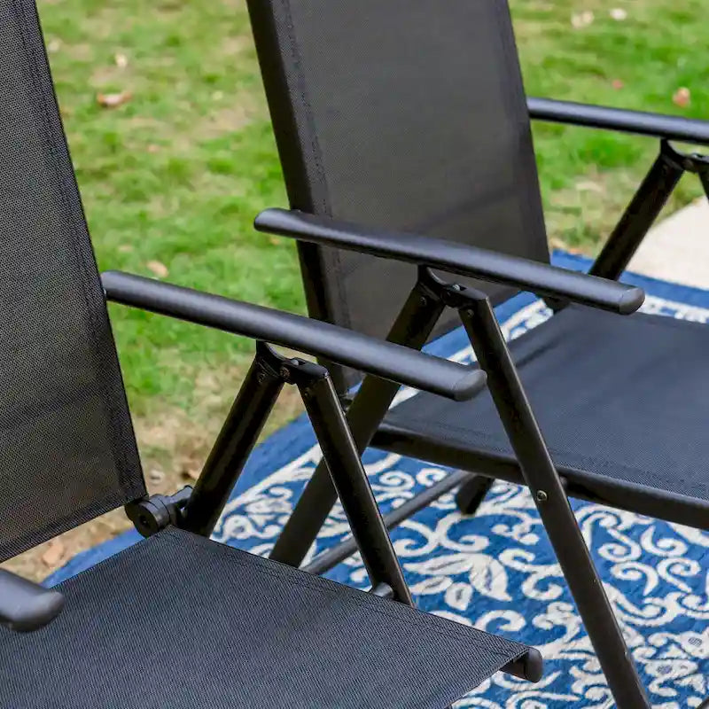 Ensemble de salle à manger d'extérieur 7/9 pièces, 6/8 chaises pliantes inclinables, 1 table rectangulaire extensible