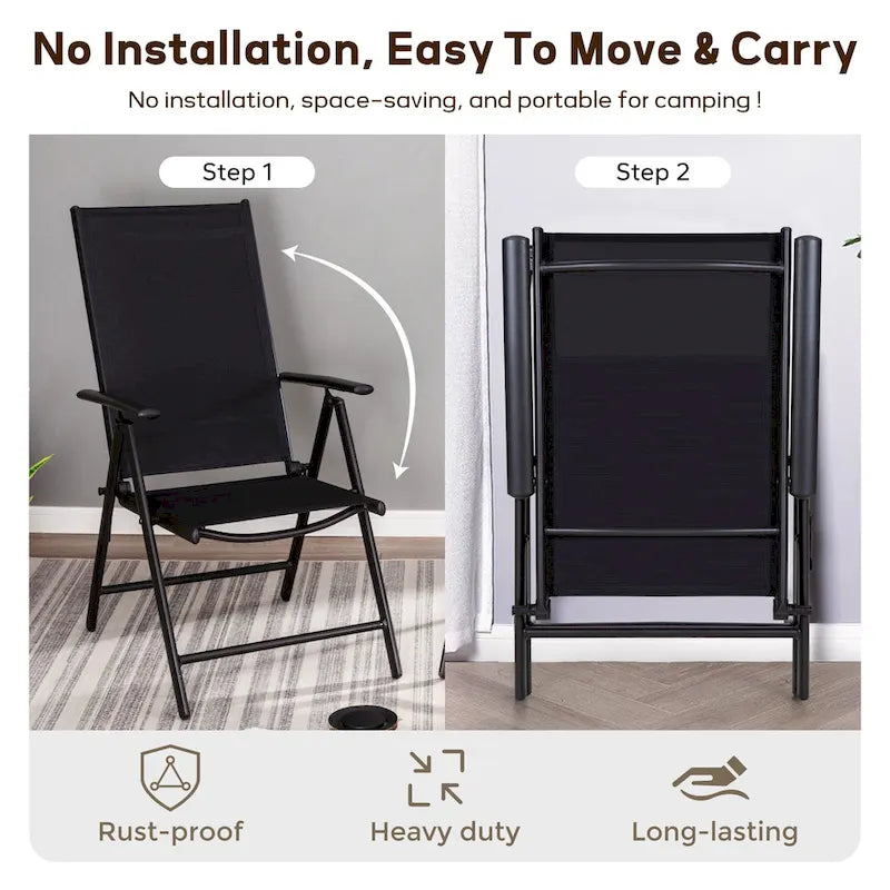 Ensemble de salle à manger d'extérieur 7/9 pièces, 6/8 chaises pliantes inclinables, 1 table rectangulaire extensible