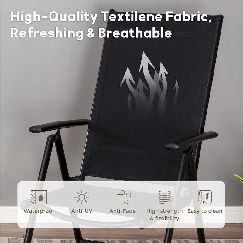 Ensemble de salle à manger d'extérieur 7/9 pièces, 6/8 chaises pliantes inclinables, 1 table rectangulaire extensible