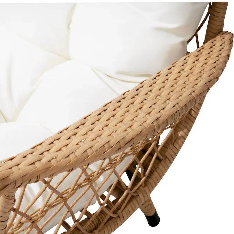 Fauteuil œuf d'extérieur Pellabant en osier tressé avec coussins - 59 cm P x 70 cm L x 144 cm H