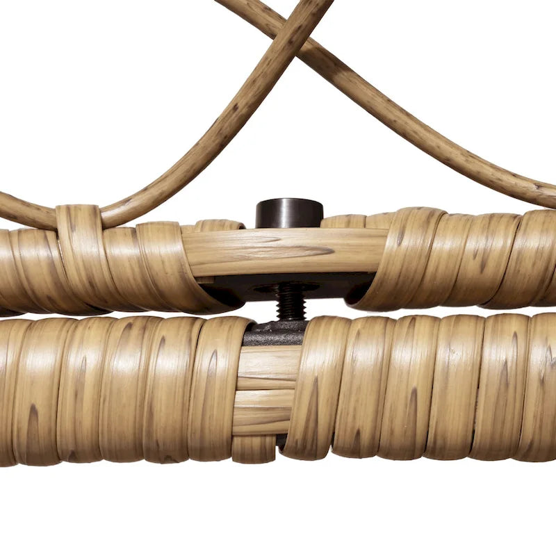 Fauteuil œuf d'extérieur Pellabant en osier tressé avec coussins - 59 cm P x 70 cm L x 144 cm H