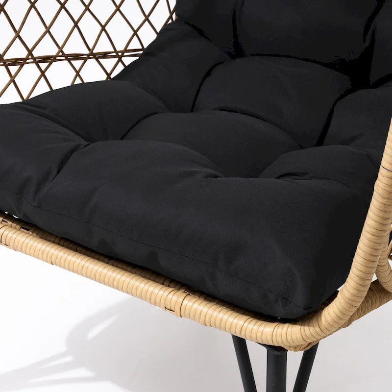 Fauteuil œuf d'extérieur Pellabant en osier tressé avec coussins - 59 cm P x 70 cm L x 144 cm H