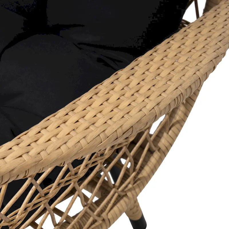 Fauteuil œuf d'extérieur Pellabant en osier tressé avec coussins - 59 cm P x 70 cm L x 144 cm H